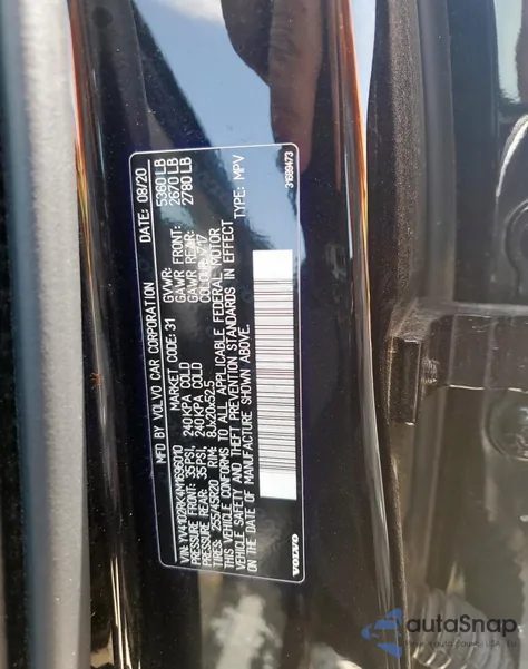 2021 Volvo Xc60 T5 Momentum z USA, uszkodzony, nr VIN YV4102RK4M1696010